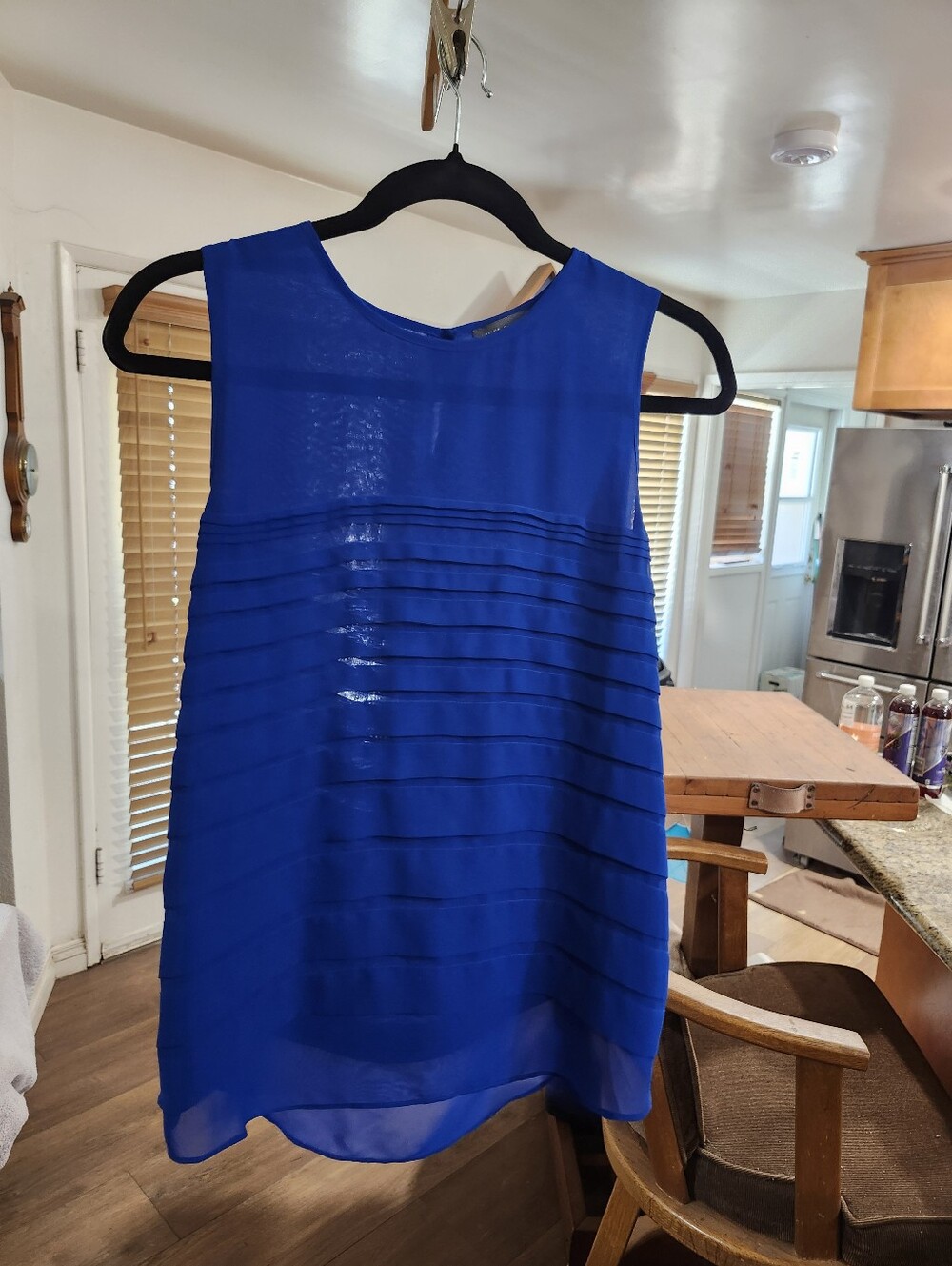 Vince Camuto Women's Sleeveless Royal Blue Layered Chiffon Top - Size Small